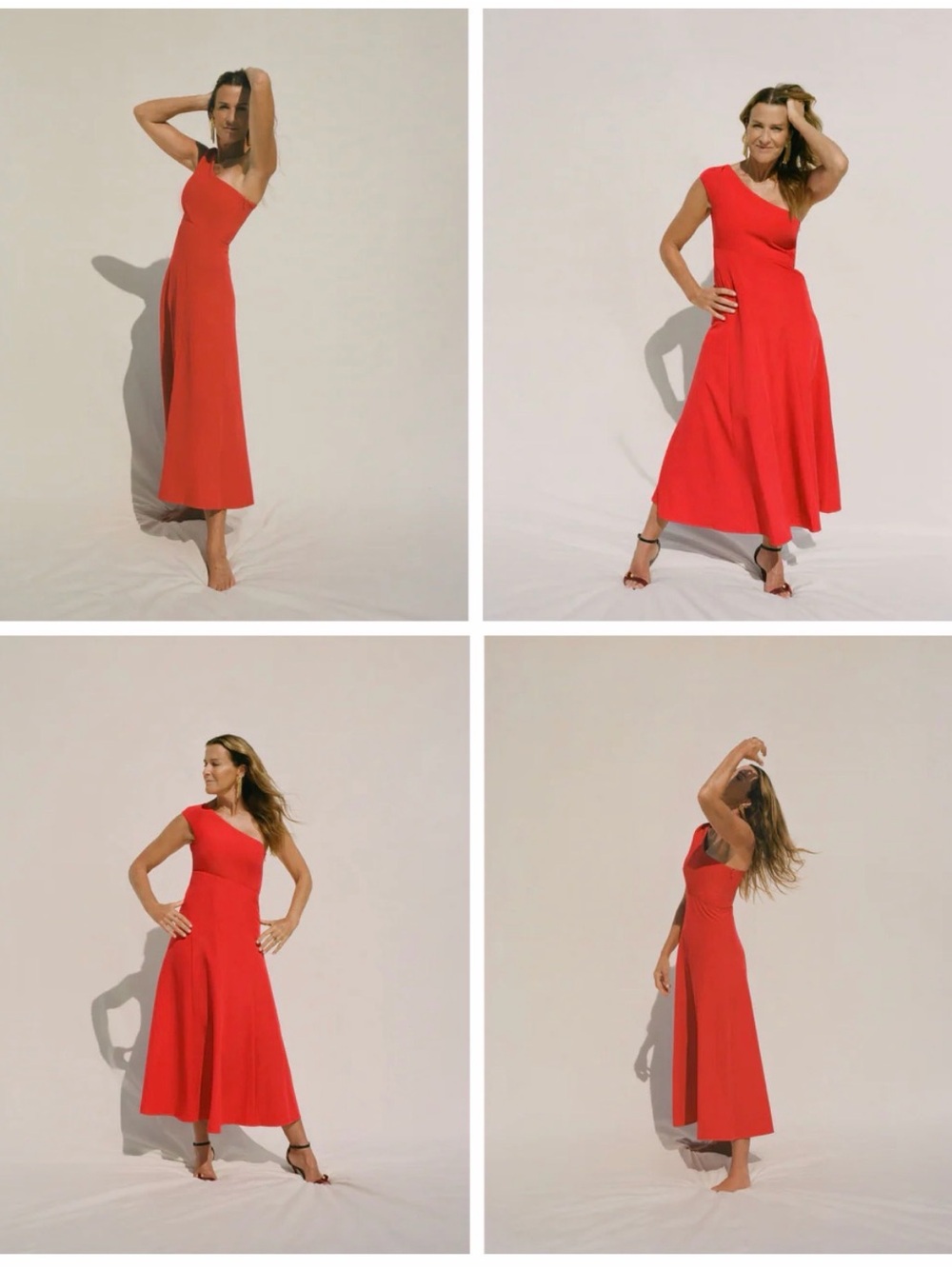 Tuckernuck x India Hicks NWT medium Fiery Red One-Shoulder A-Line Dress - Picture 4 of 8
